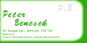 peter bencsek business card